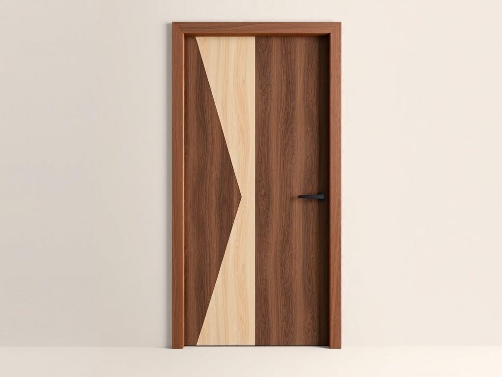 Contemporary designer timber door with geometric veneer inlay