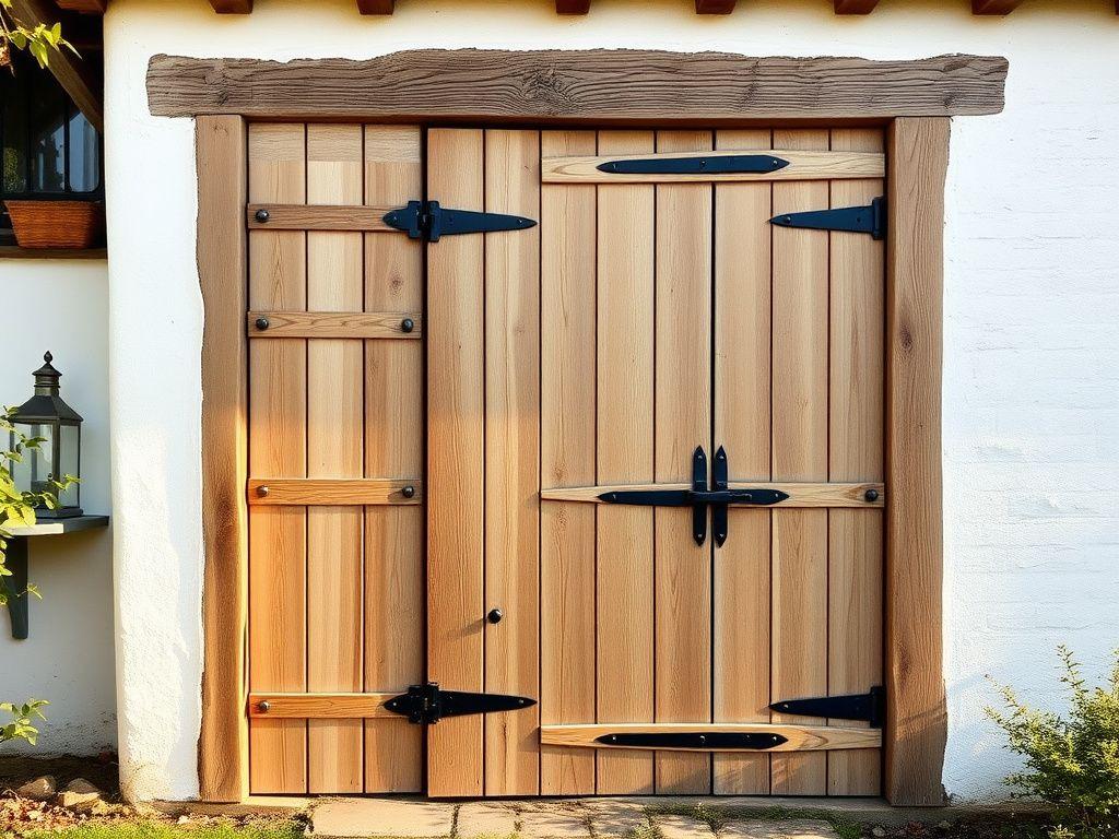 Traditional framed and ledged plank door with iron hinges